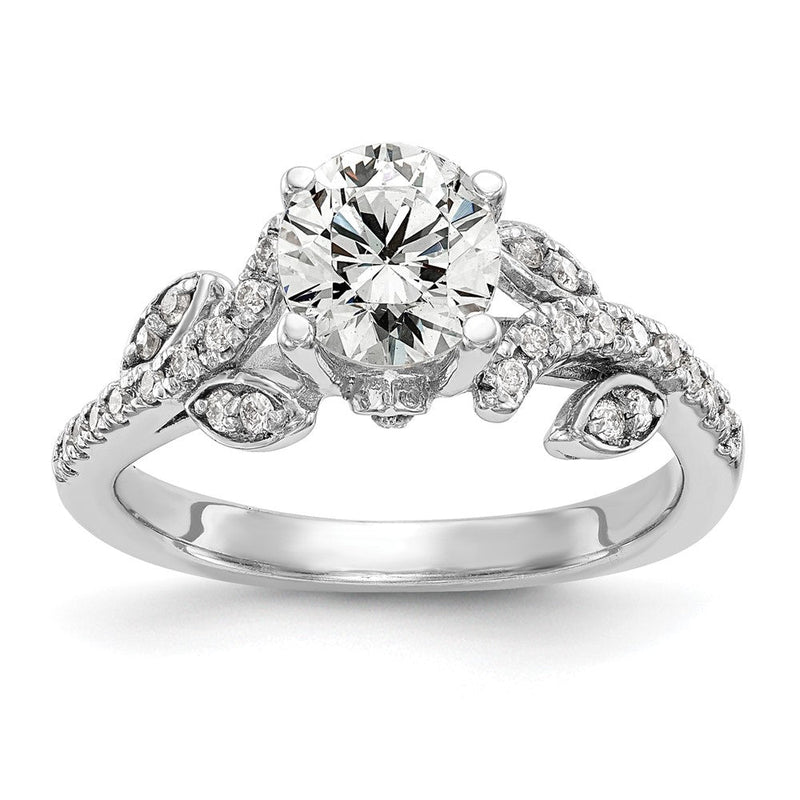 14K Weißgold Verlobungsring mit 0,375 ct. laborgezüchteten Diamanten VS/SI+ G+ und 0,75 ct. rundem Mittelstein in Kanalfassung mit gemeinsamer Krappenfassung