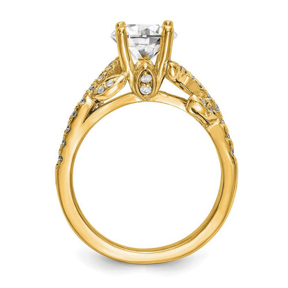 14K Gelbgold Verlobungsring mit 0,375 ct. im Kanal- und gemeinsamer Krappenfassung besetzten, im Labor gezüchteten Diamanten VS/SI+ G+ und 0,75 ct. rundem Mittelstein