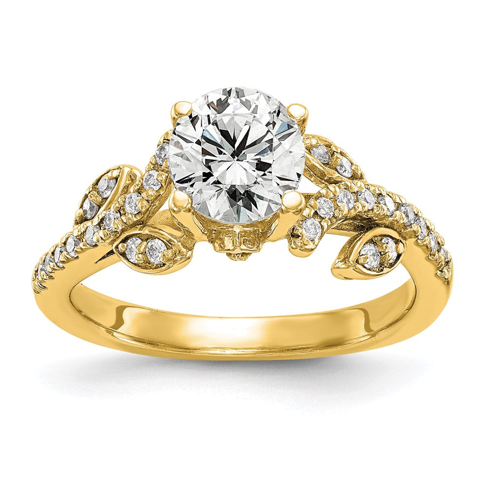 14K Gelbgold Verlobungsring mit 0,375 ct. im Kanal- und gemeinsamer Krappenfassung besetzten, im Labor gezüchteten Diamanten VS/SI+ G+ und 0,75 ct. rundem Mittelstein