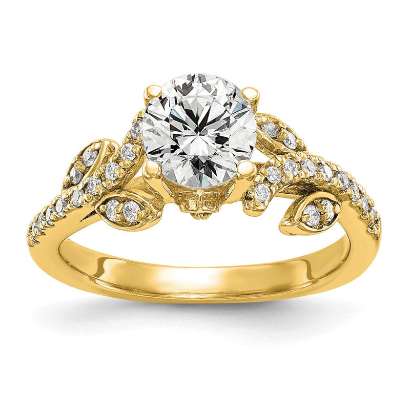 14K Gelbgold Verlobungsring mit 0,375 ct. im Kanal- und gemeinsamer Krappenfassung besetzten, im Labor gezüchteten Diamanten VS/SI+ G+ und 0,75 ct. rundem Mittelstein