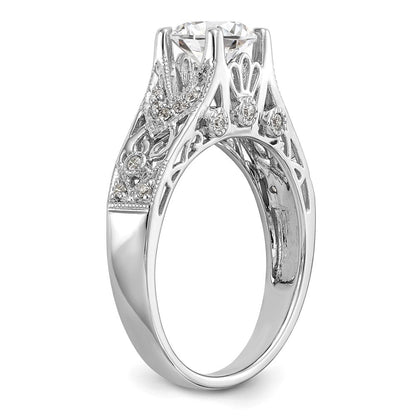14K Weißgold Verlobungsring mit simuliertem Diamanten