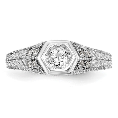 14K Weißgold 0,2 ct. Laborgezüchteter Diamant VS/SI+ G+ Rund Shared-Prong-Fassung Verlobungsring