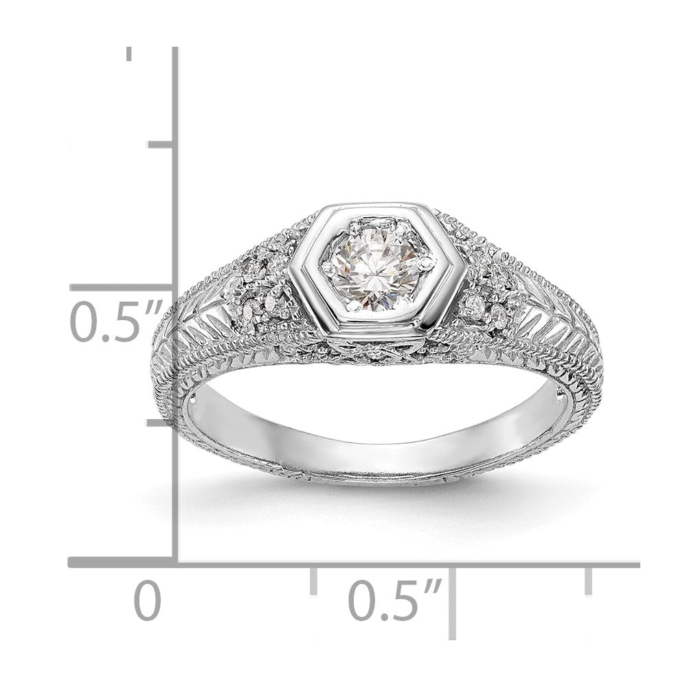 14K Weißgold 0,2 ct. Laborgezüchteter Diamant VS/SI+ G+ Rund Shared-Prong-Fassung Verlobungsring