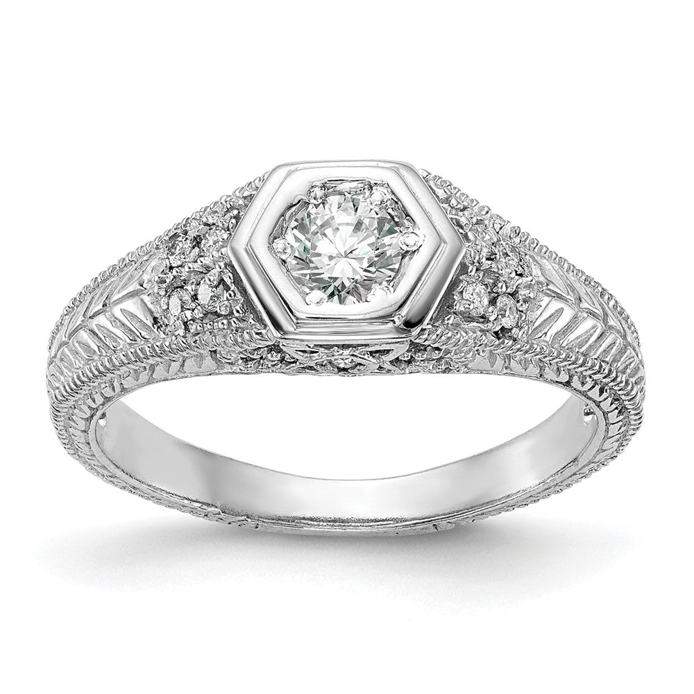 14K Weißgold 0,2 ct. Laborgezüchteter Diamant VS/SI+ G+ Rund Shared-Prong-Fassung Verlobungsring