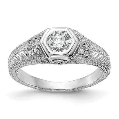 14K Weißgold 0,2 ct. Laborgezüchteter Diamant VS/SI+ G+ Rund Shared-Prong-Fassung Verlobungsring