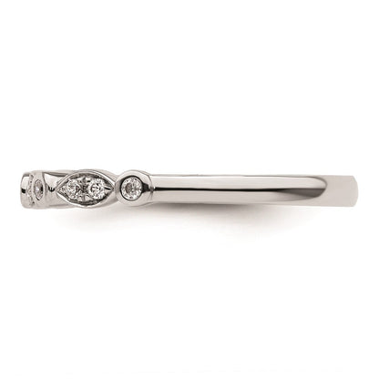 14K Weißgold Ehering mit natürlichen Diamanten, 0,12 ct
