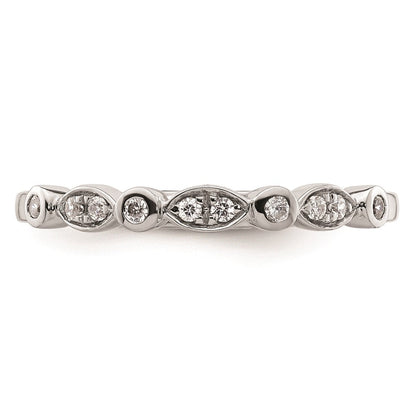 14K Weißgold Ehering mit natürlichen Diamanten, 0,12 ct