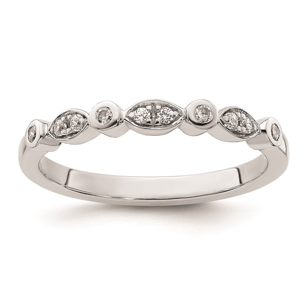 14K Weißgold Ehering mit natürlichen Diamanten, 0,12 ct
