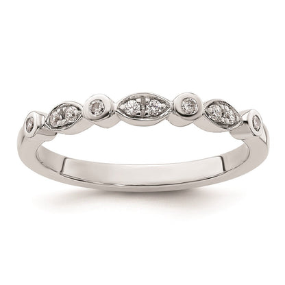 14K Weißgold Ehering mit natürlichen Diamanten, 0,12 ct
