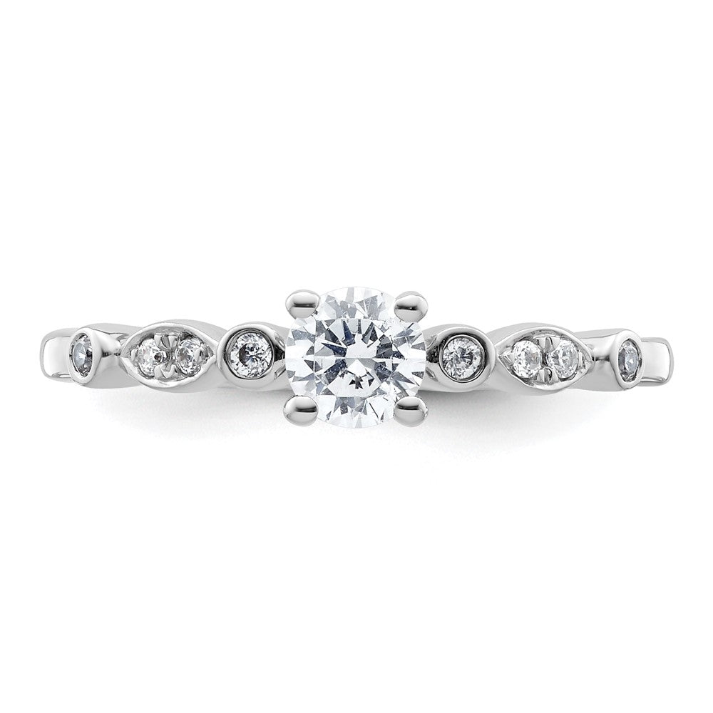 14K Weißgold Verlobungsring mit simuliertem Diamanten