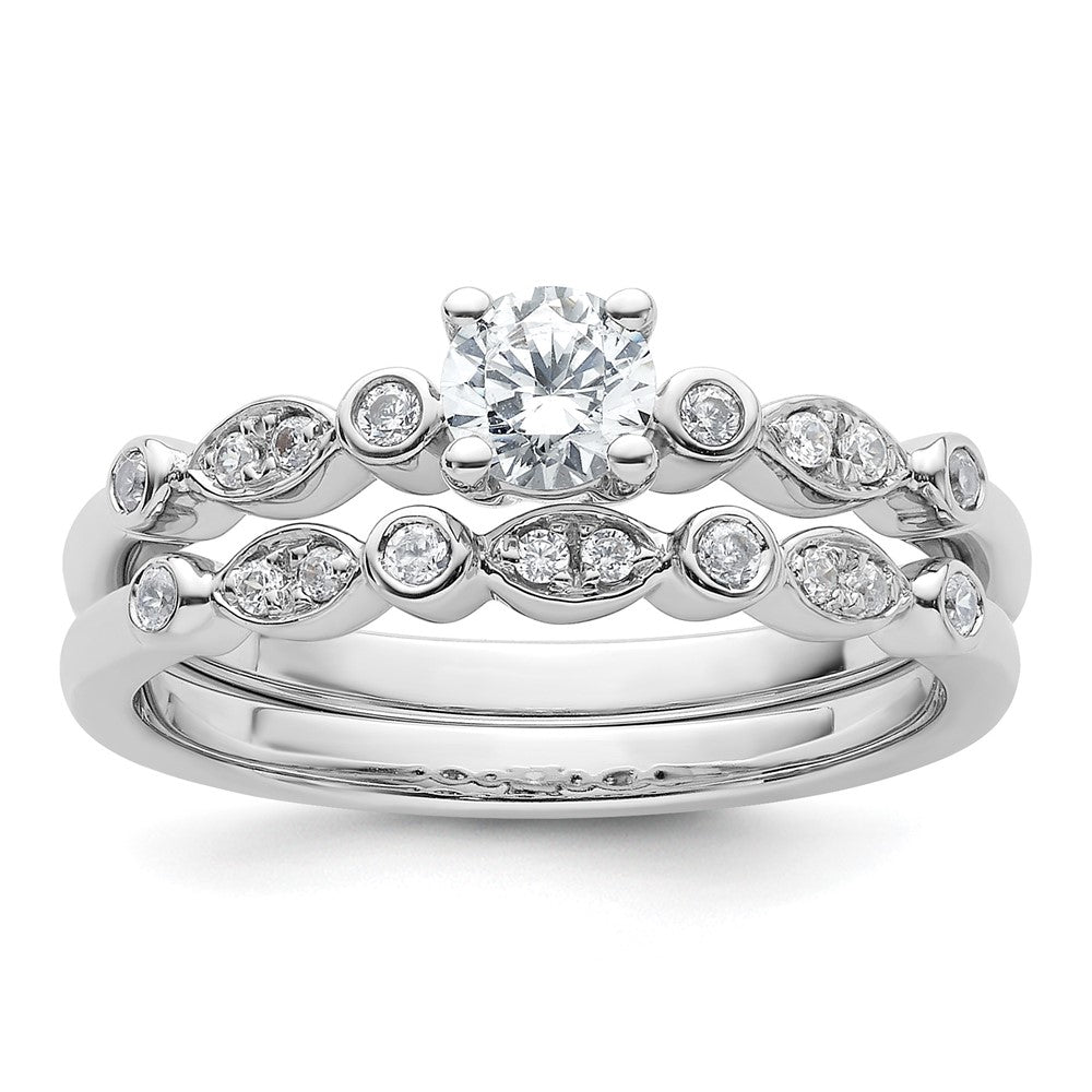 14K Weißgold Verlobungsring mit simuliertem Diamanten