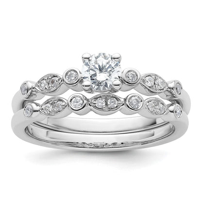 14K Weißgold Verlobungsring mit simuliertem Diamanten