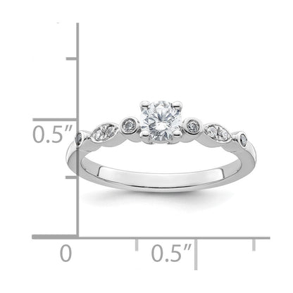 14K Weißgold Verlobungsring mit simuliertem Diamanten