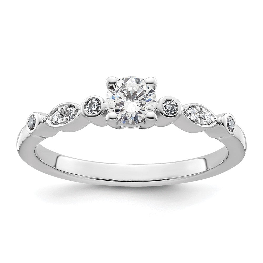 14K Weißgold Verlobungsring mit simuliertem Diamanten