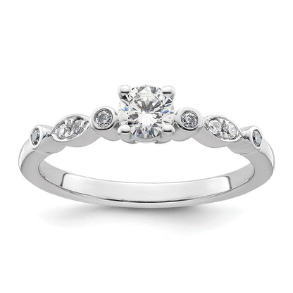 14K Weißgold Verlobungsring mit simuliertem Diamanten