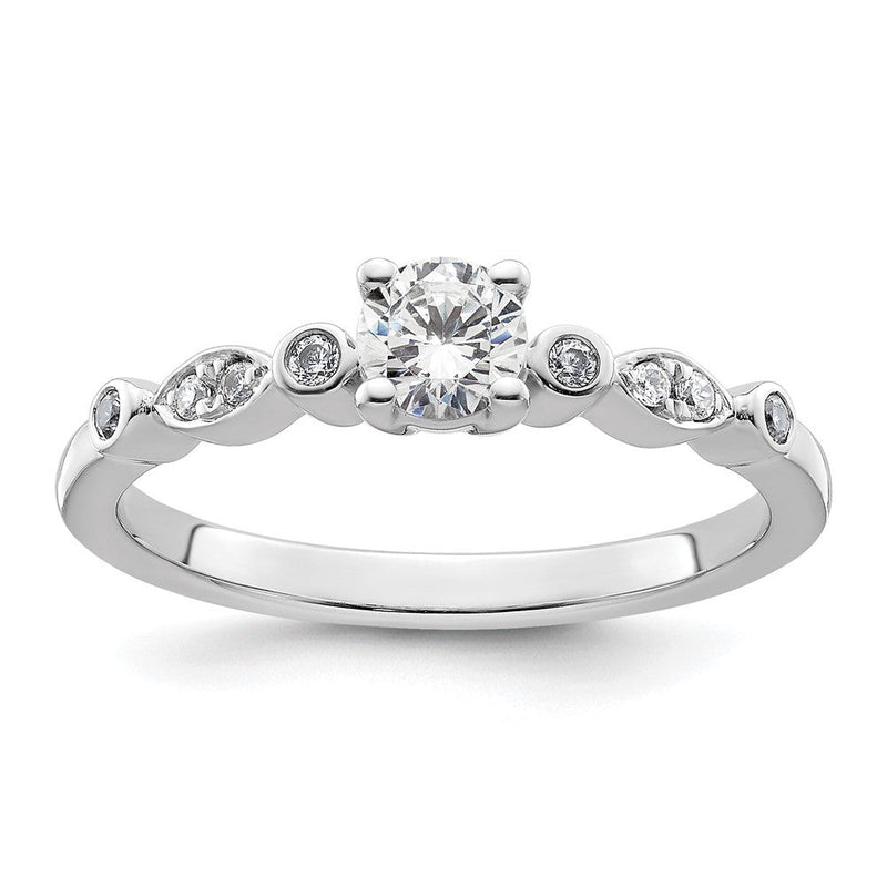14K Weißgold Verlobungsring mit simuliertem Diamanten