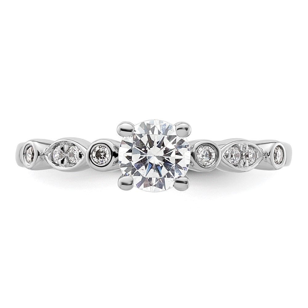 14K Weißgold Verlobungsring mit simulierten Diamanten