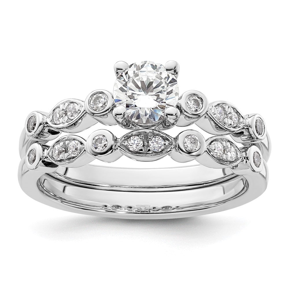 14K Weißgold Verlobungsring mit simulierten Diamanten