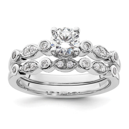 14K Weißgold Verlobungsring mit simulierten Diamanten