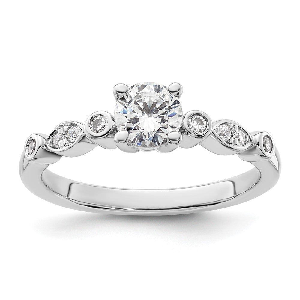 14K Weißgold Verlobungsring mit simulierten Diamanten