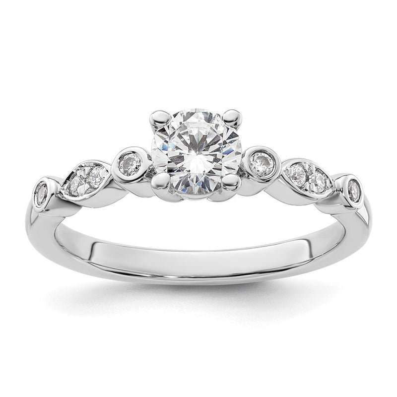 14K Weißgold Verlobungsring mit simulierten Diamanten