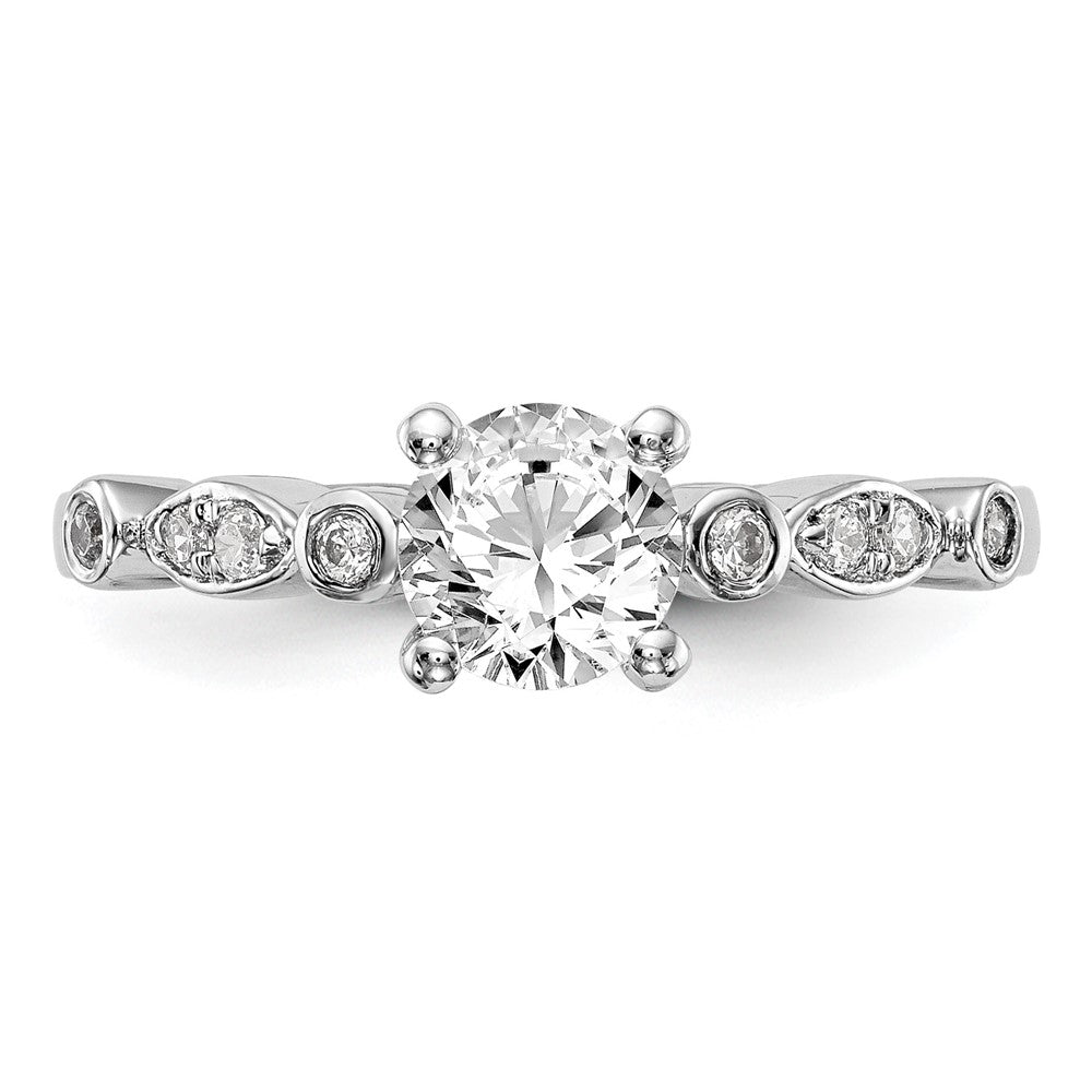 14K Weißgold Verlobungsring mit simuliertem Diamanten