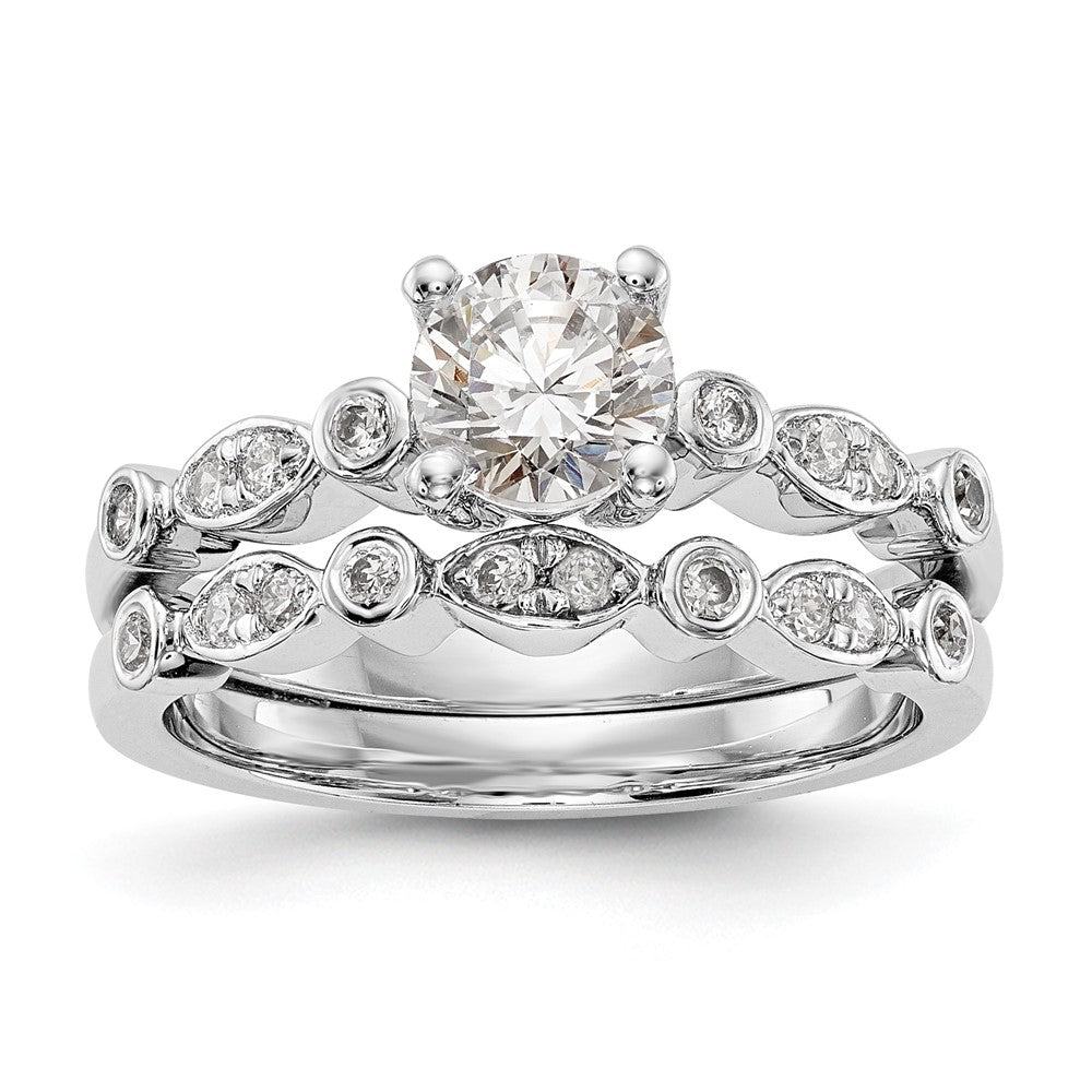 14K Weißgold Verlobungsring mit simuliertem Diamanten