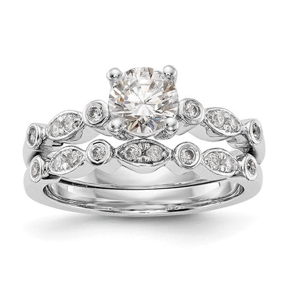 14K Weißgold Verlobungsring mit simuliertem Diamanten