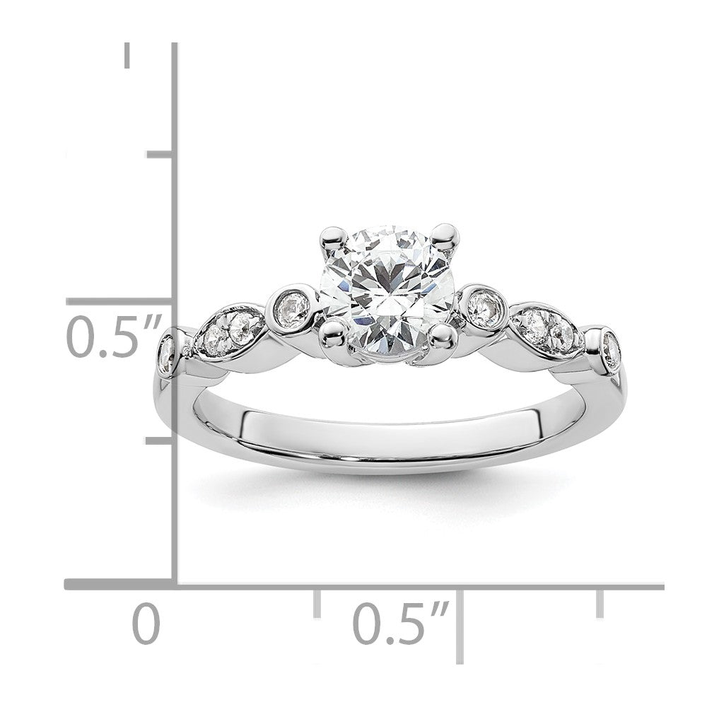 14K Weißgold Verlobungsring mit simuliertem Diamanten