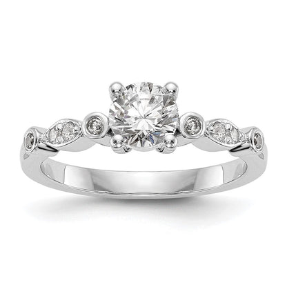 14K Weißgold Verlobungsring mit simuliertem Diamanten