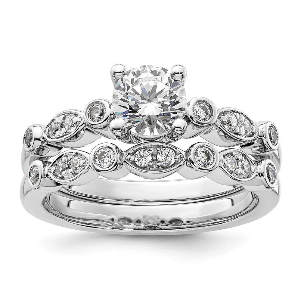 14K Weißgold Verlobungsring mit simuliertem Diamanten
