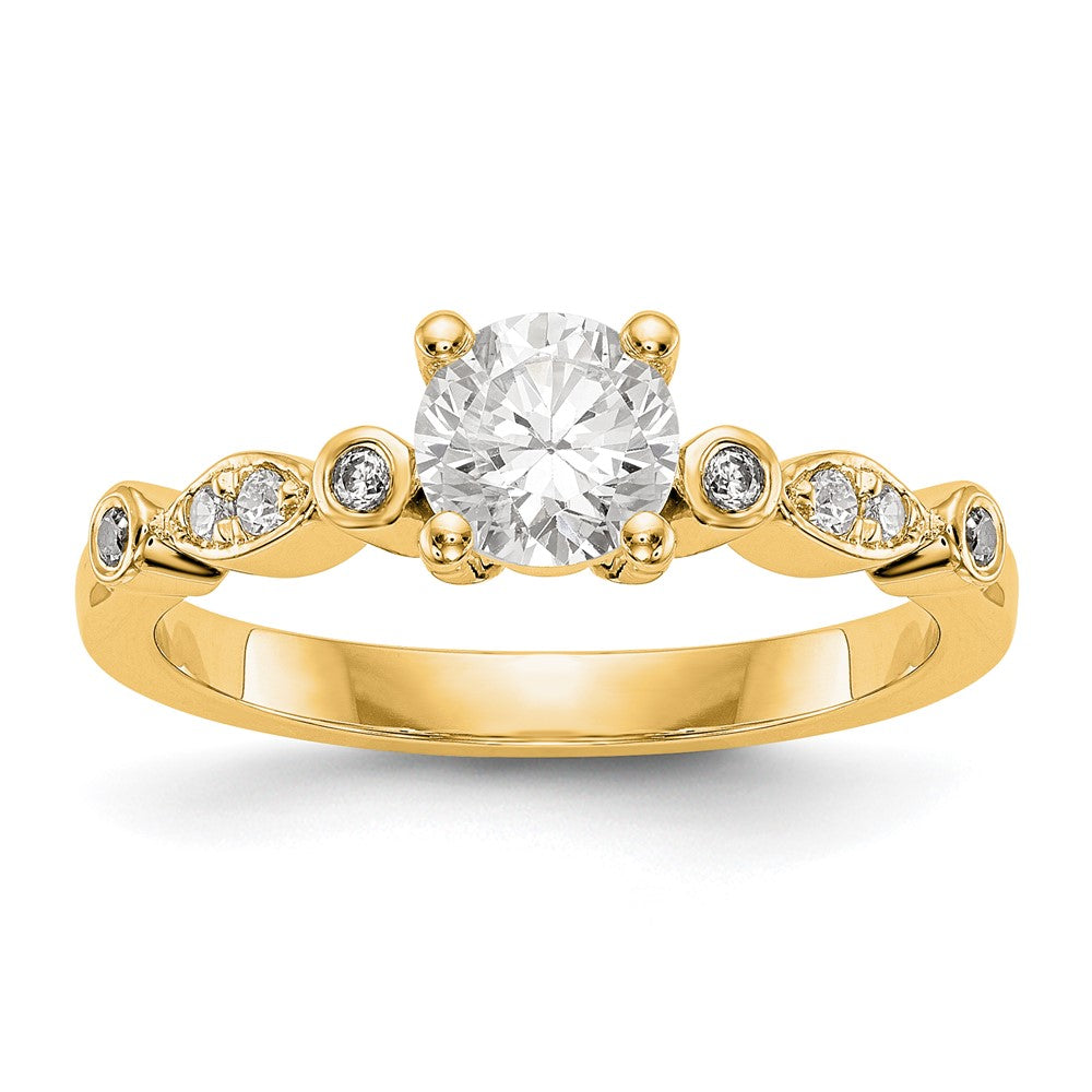 14K Gelbgold Diamant Halbfassung Verlobungsring