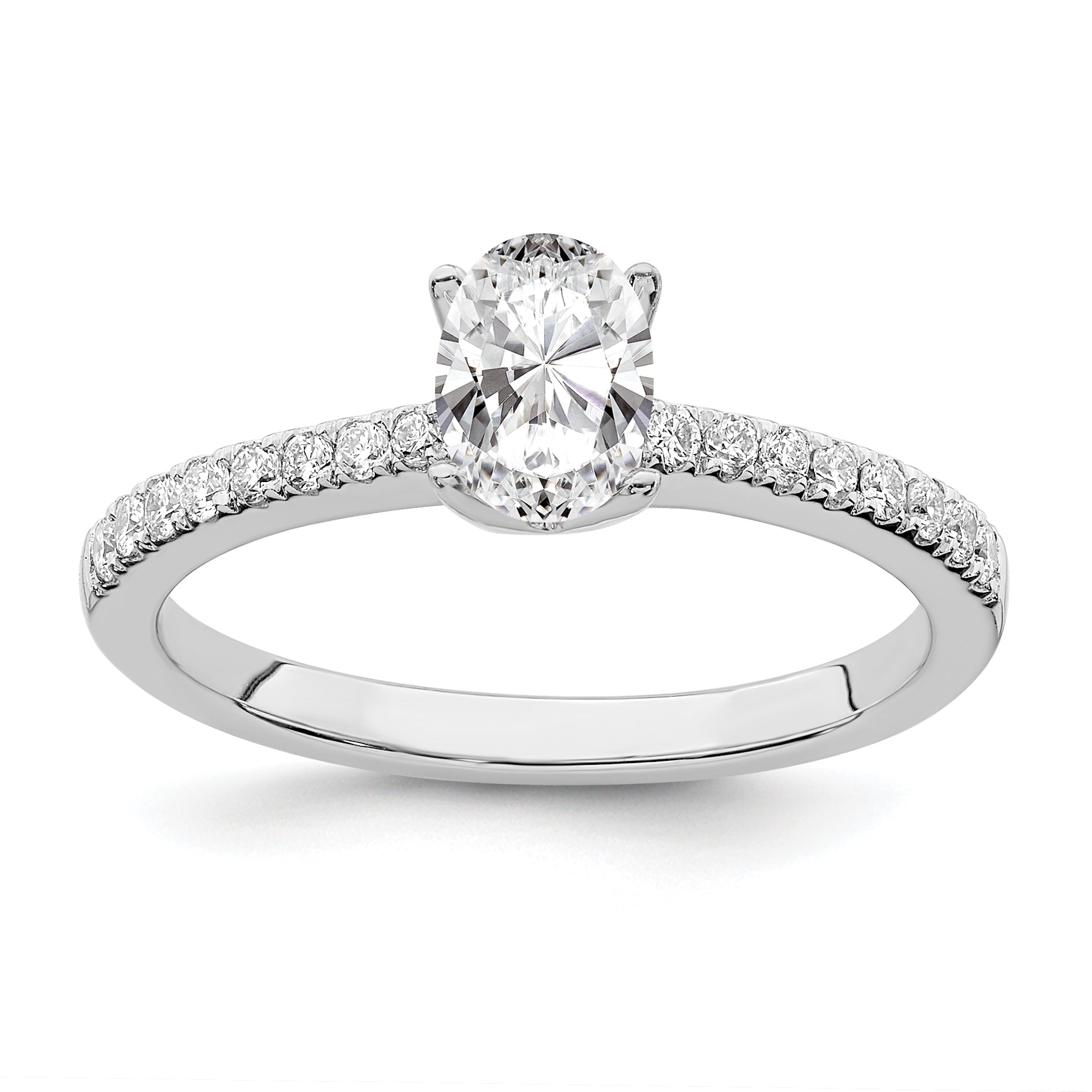14K Weißgold True Origin 1/6 Karat Im Labor Gezüchtet Diamant Vs D E F Halbfassung Oval Verlobungsring