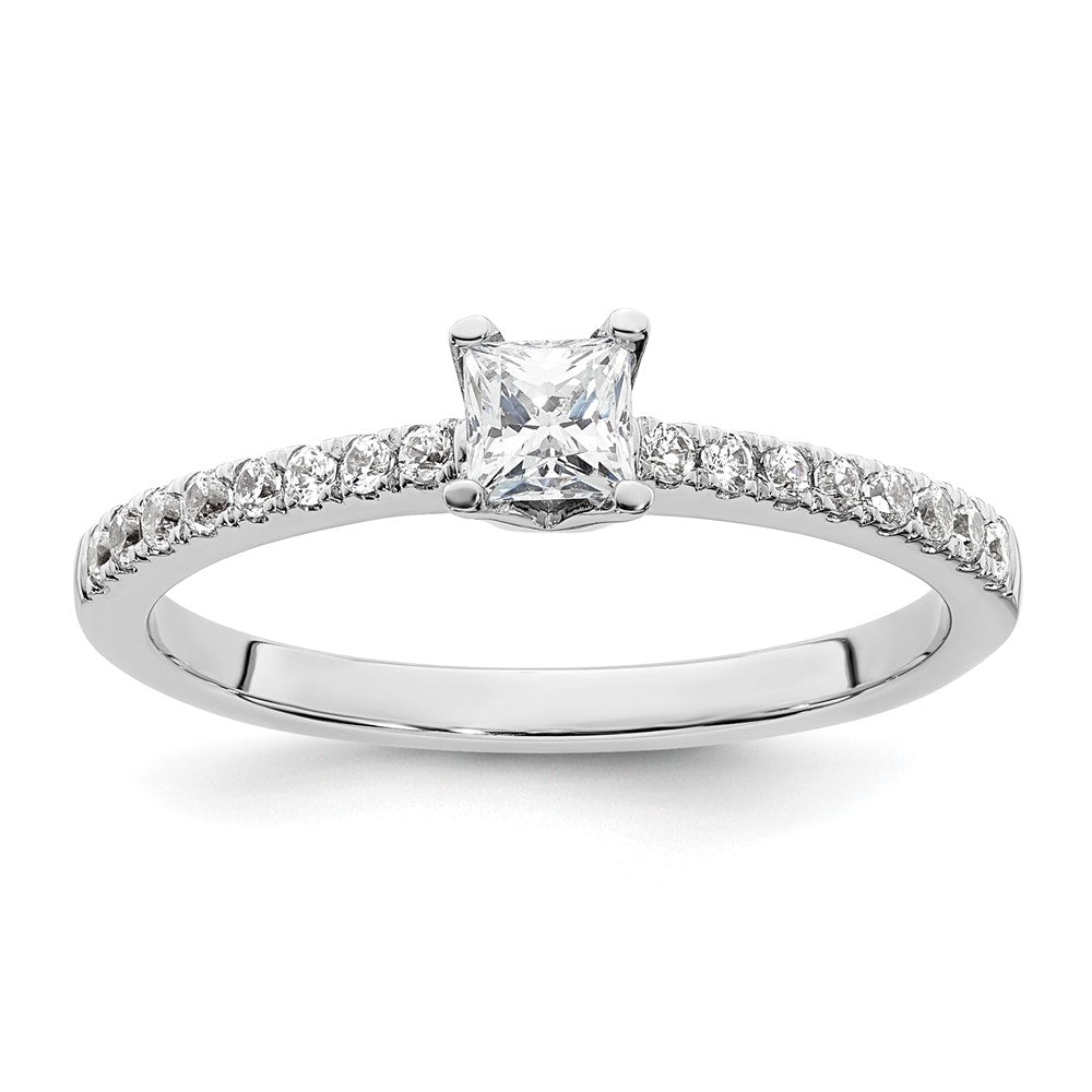 14K Weißgold Verlobungsring mit simuliertem Diamanten
