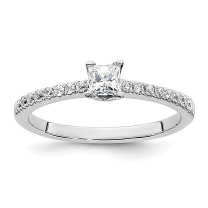 14K Weißgold Verlobungsring mit simuliertem Diamanten