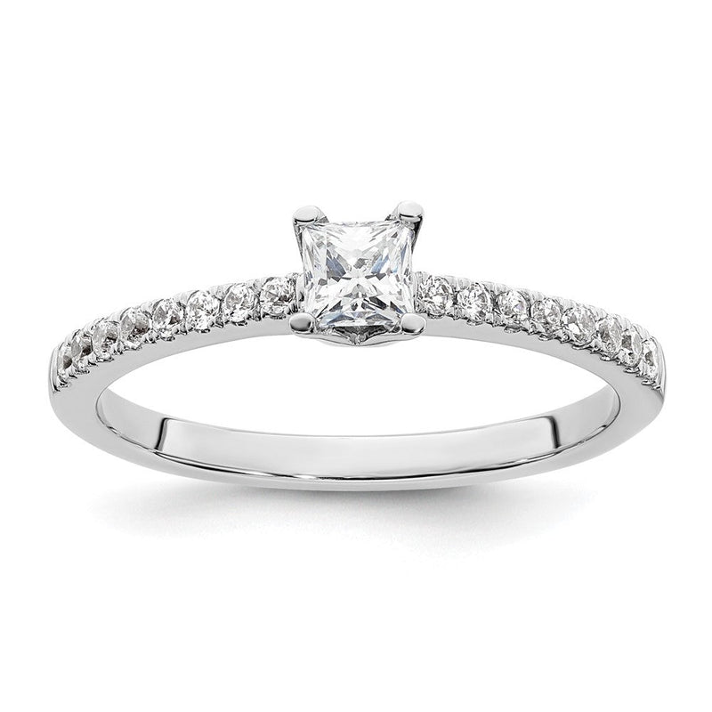 14K Weißgold Verlobungsring mit simuliertem Diamanten