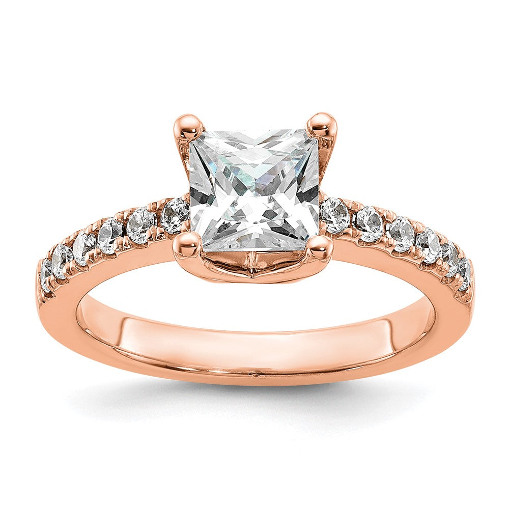 True Origin 14K Roségold 3/8 Karat Im Labor Gezüchtet Diamant Vs+ F+ Halbfassung Princess Verlobungsring