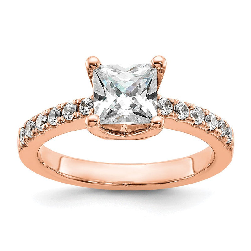 True Origin 14K Roségold 3/8 Karat Im Labor Gezüchtet Diamant Vs+ F+ Halbfassung Princess Verlobungsring