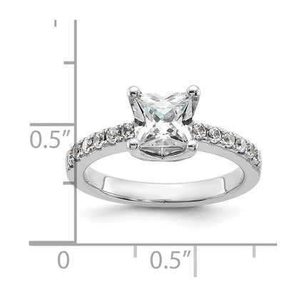 14K Weißgold Verlobungsring mit simulierten Diamanten
