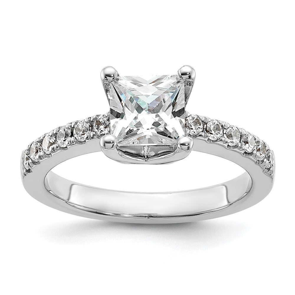 14K Weißgold Verlobungsring mit simulierten Diamanten