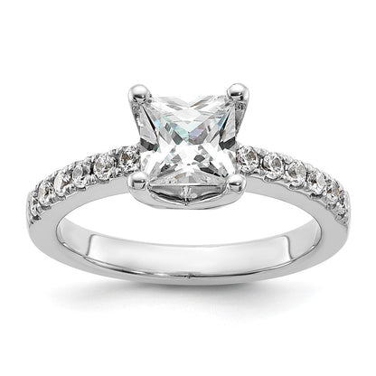 14K Weißgold Verlobungsring mit simulierten Diamanten