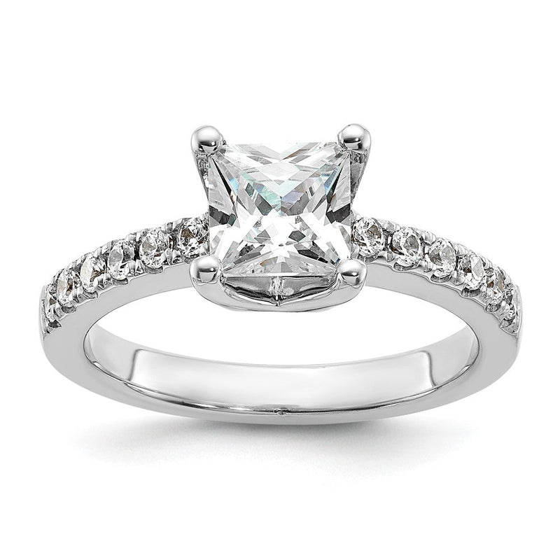 14K Weißgold Verlobungsring mit simulierten Diamanten