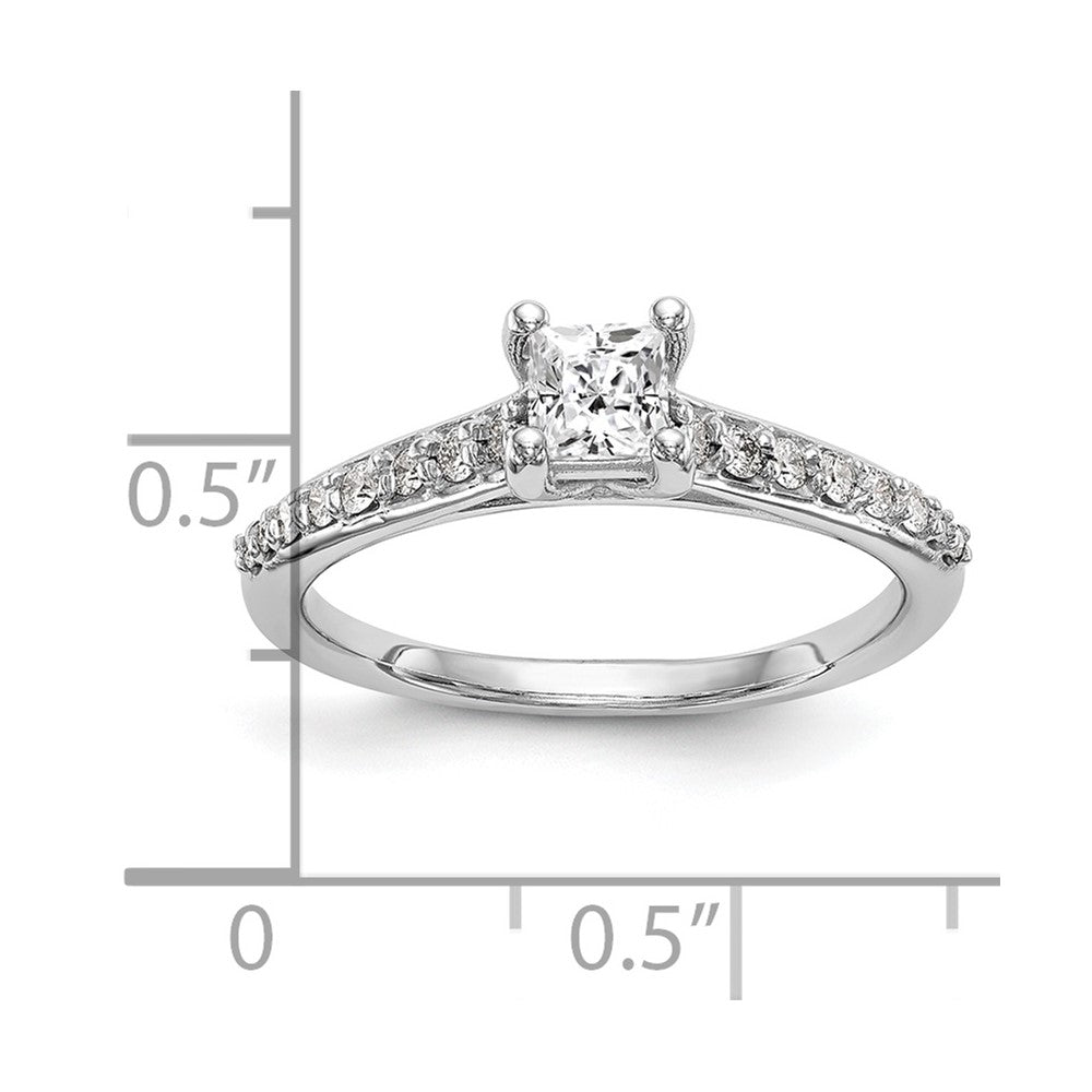 14K Weißgold Verlobungsring mit simulierten Diamanten