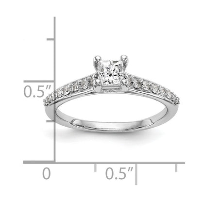 14K Weißgold Verlobungsring mit simulierten Diamanten