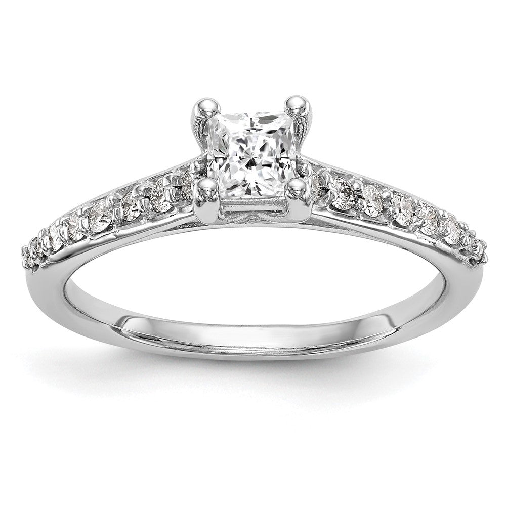 14K Weißgold Verlobungsring mit simulierten Diamanten