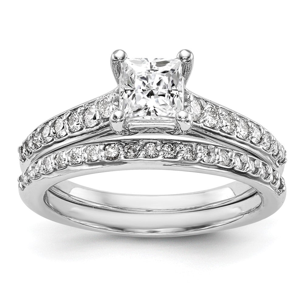 14K Weißgold Verlobungsring mit simuliertem Diamanten