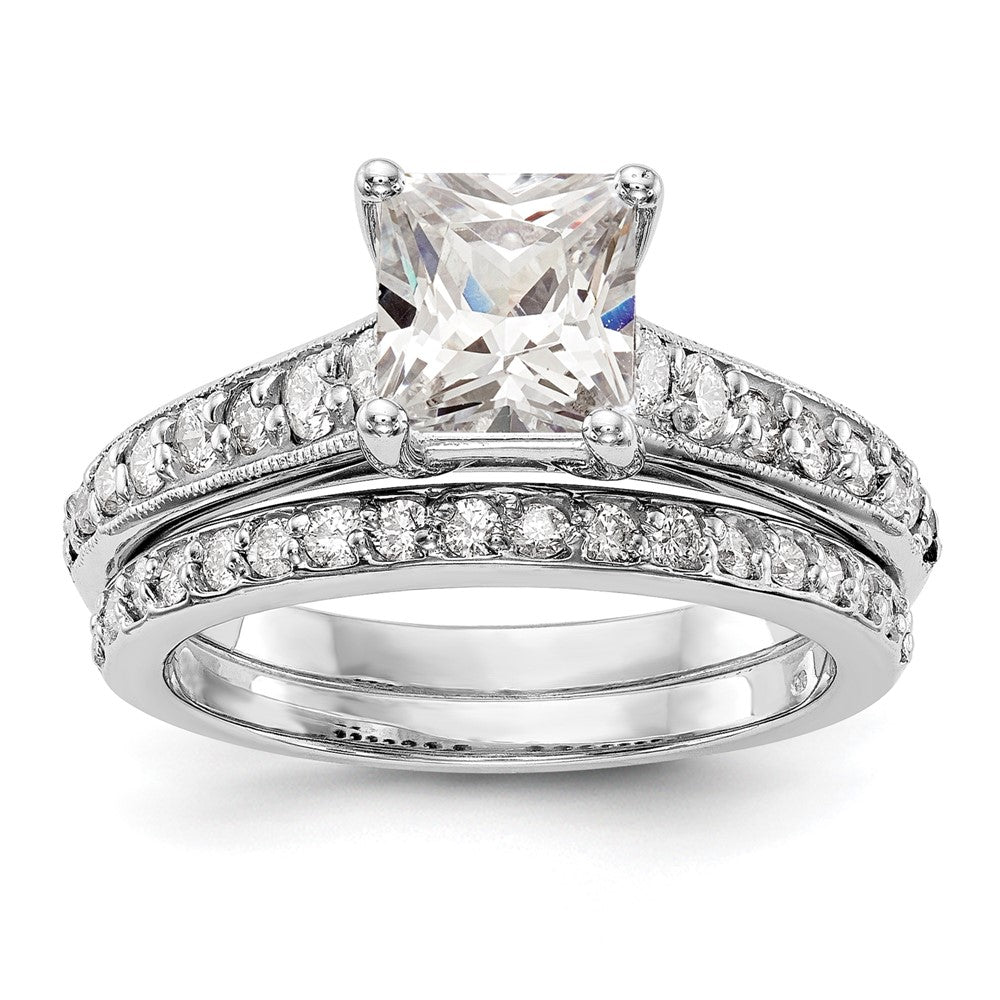 14K Weißgold Verlobungsring mit simuliertem Diamanten