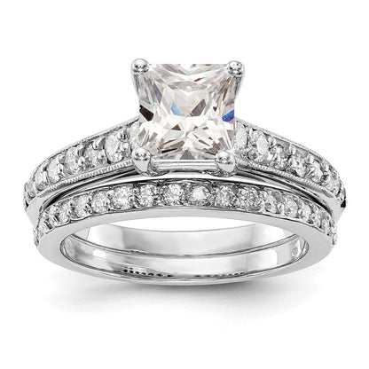 14K Weißgold Verlobungsring mit simuliertem Diamanten