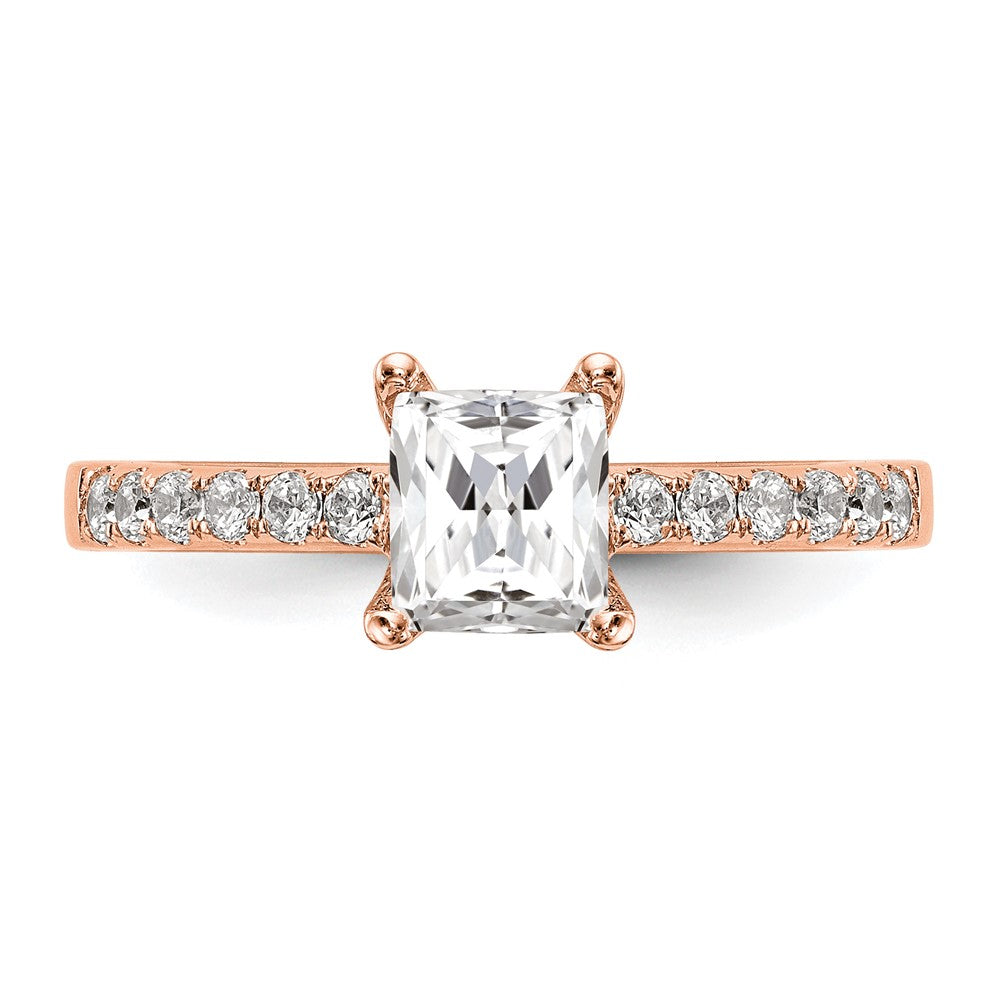 True Origin 14K Roségold 1/3 Karat Im Labor Gezüchtet Diamant Vs+ F+ Halbfassung Smaragd Verlobungsring