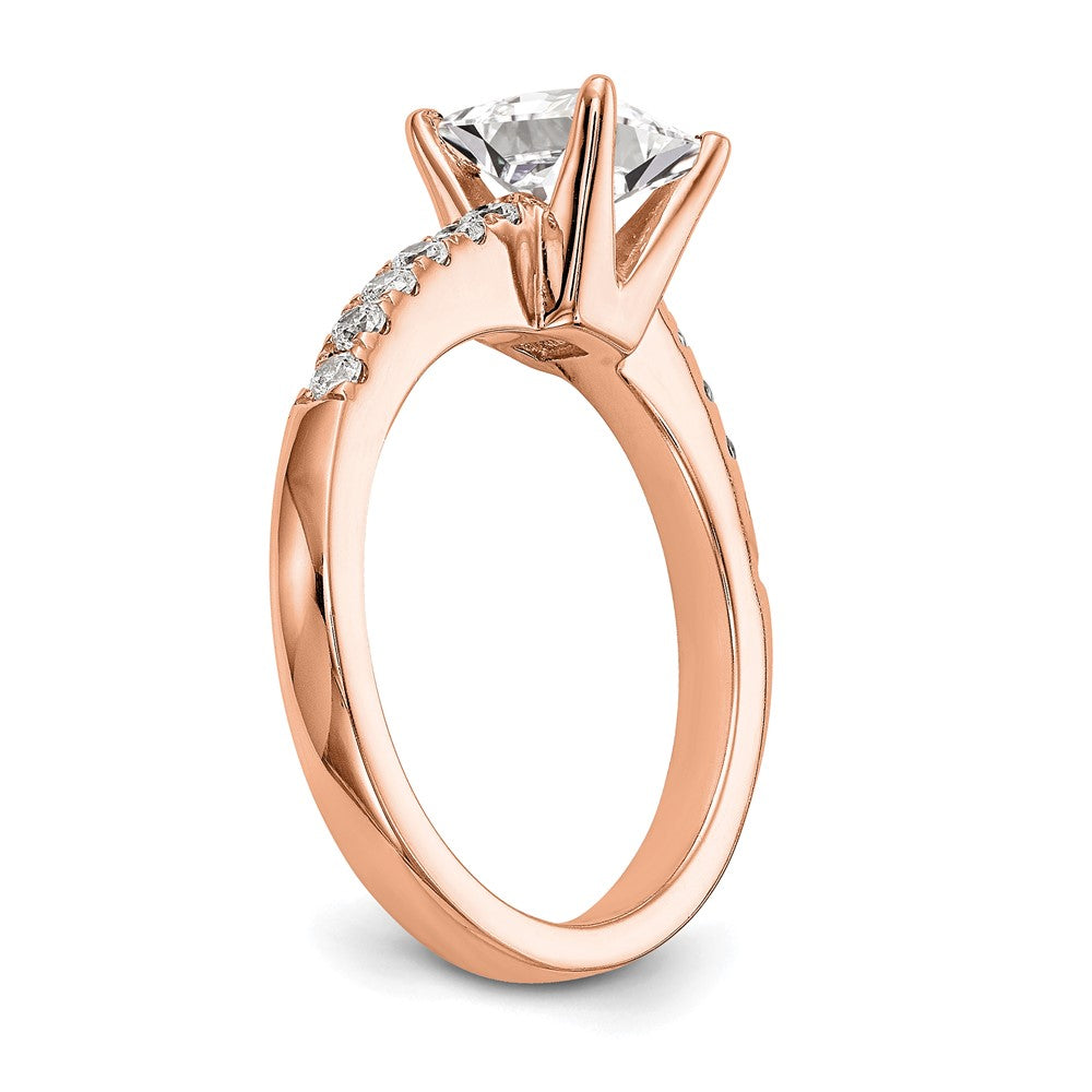 True Origin 14K Roségold 1/3 Karat Im Labor Gezüchtet Diamant Vs+ F+ Halbfassung Smaragd Verlobungsring